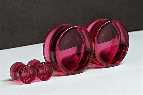 Concave Glass Plugs Gauges Pink Glass Plugs Double Flare Body Jewelry For Stretched Ears Natural