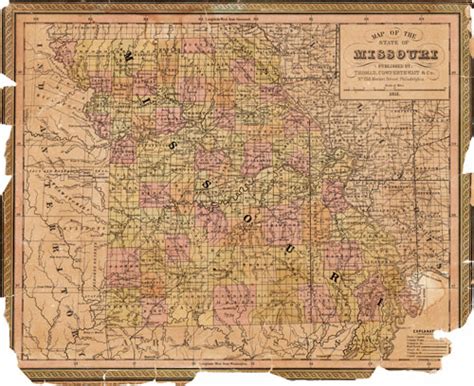 Missouri State 1850 51 Historic Map By Thomas Cowperthwait Version A