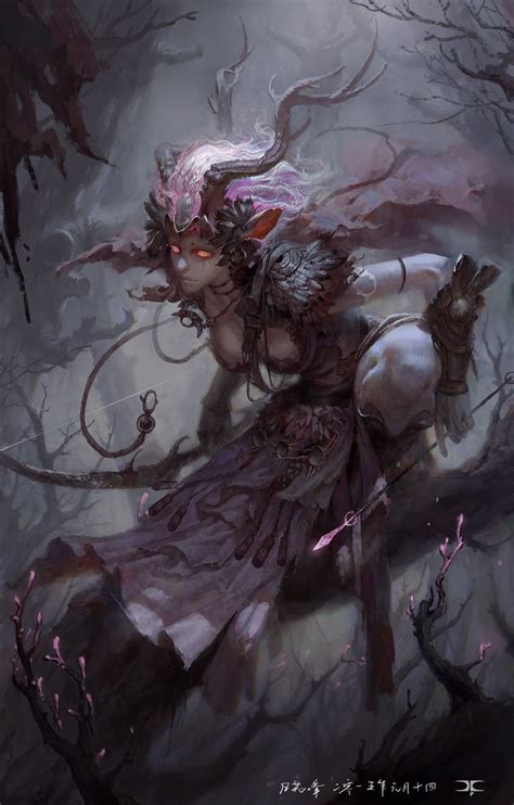 ~horned Dark Fairy Illustration By Li Xiaofeng 7game Concept Art