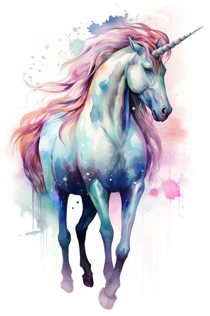 Premium Ai Image Painting Of A Unicorn With A Long Mane And A Pink