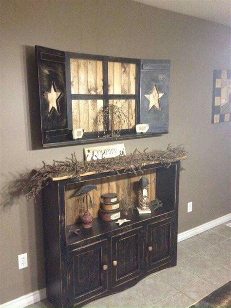 Primitive country kitchen rooster distressed wooden sign farmhouse home decor. Shutter/window and buffet | Home decor, Country decor, Decor