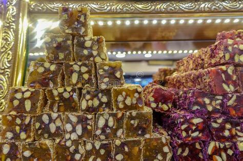 Traditional Turkish Delights And Desserts Baklava Lokum Cake Stock