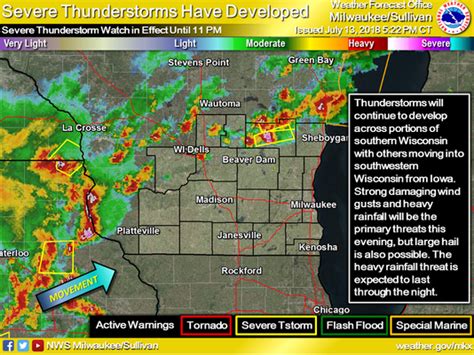 Severe Storms Moving Across Southern Wisconsin