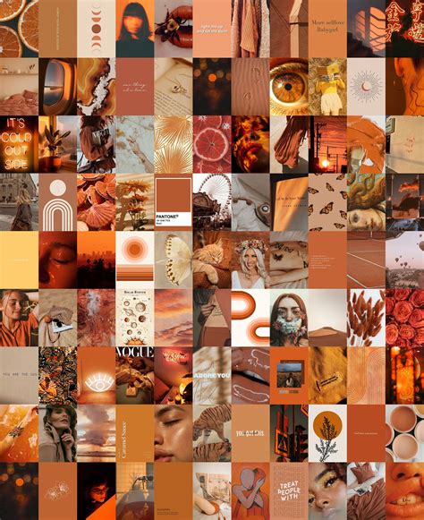 Rust Aesthetic Wall Collage Kit Boho Burnt Orange Digital Etsy