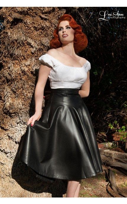 Pinup Girl Clothing Circle Around Town Skirt In Black Faux Leather