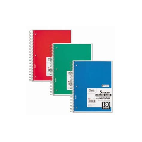 Mead Spiral Bound Notebook Perforated College Rule 10 12 X 8 White 180