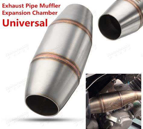 1x Universal Motor Stainless Exhaust Pipe Muffler Expansion Chamber
