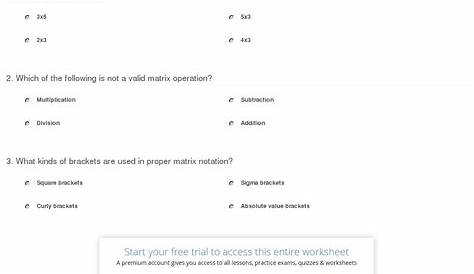 matrix operations worksheet