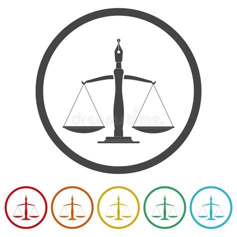 Scales Of Justice Logo Design Icons In Color Circle Buttons Stock
