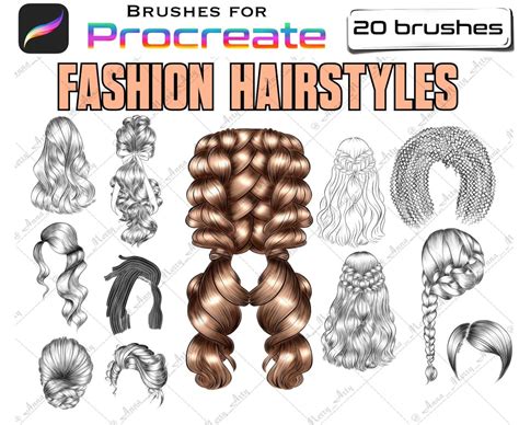 Fashion Hairstyles Brush Set Procreate Hair Brushes Procreate Etsy