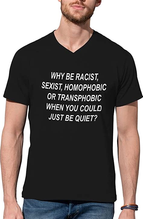 bands boutique why be racist sexist homophobic men s v neck shirt uk clothing