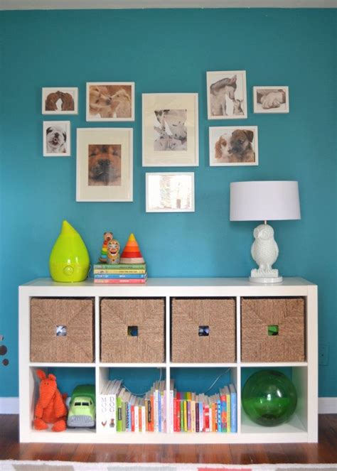 See more ideas about paint colors, house colors, room colors. Bold teal wall with white | Colorful playroom, Playroom ...