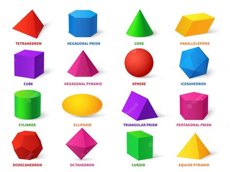 Premium Vector Color Basic Shapes Realistic 3d Geometric Forms Cube