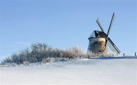Hd Windmill In The Winter Wallpaper Download Free 150116