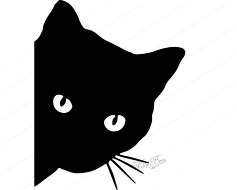 Peeking Black Cat Svg Silhouette Clipart Feline Svg Image Etsy