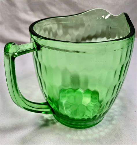 Vintage Green Depression Glass Juice Water Beverage Pitcher Adam