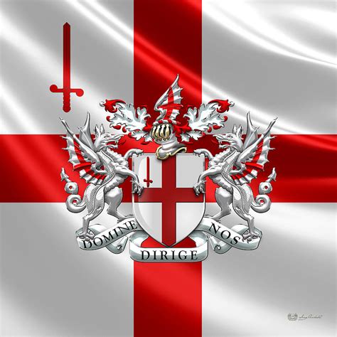 City Of London Coat Of Arms Over Flag Digital Art By Serge Averbukh