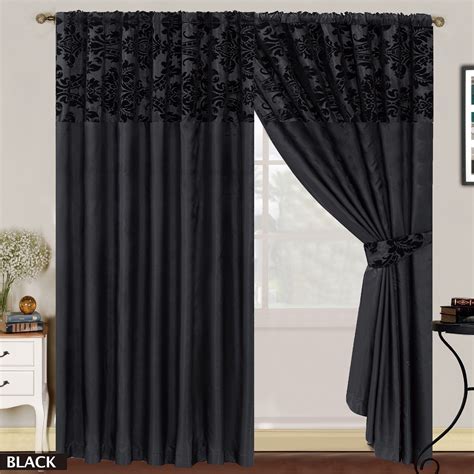 Deconovo blackout cream curtains 84 inches long for living room and bedroom total 100% light blocking with black liner thermal insulated window drapes, 2 panels, each 52x84, cream. LUXURY Damask Curtains Pair Of Half Flock Pencil Pleat ...