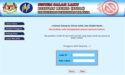 Unit disiplin sektor hal ehwal murid bahagian pengurusan sekolah harian kementerian pendidikan malaysia aras 3 & 4, blok e2, parcel e, 62604 putrajaya no. APLIKASI DALAM TALIAN KPM: (SSDM) SISTEM SALAHLAKU ...