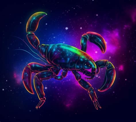 Premium Ai Image A Close Up Of A Neon Scorpion On A Dark Background