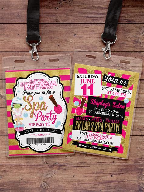 Spa Party Invitation Vip Pass Backstage Pass Vip Invitation Birthday Invitation Pop Star