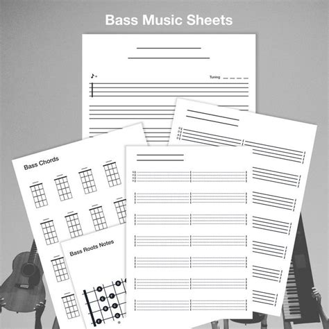 Printable Bass Blank Music Sheet Tabs Chords Chart Etsy Sheet Music