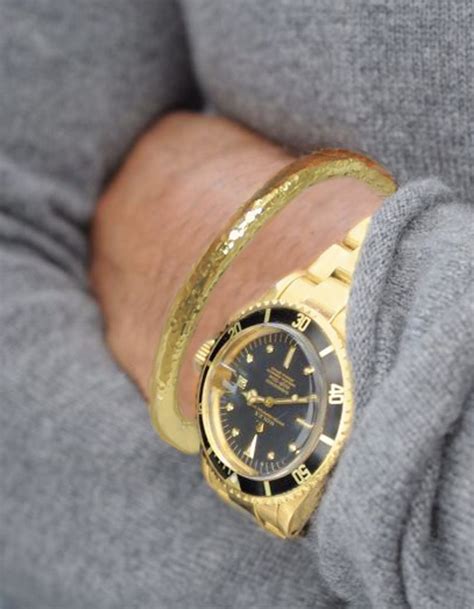 18k Gold Rolex Watch With 18k Cuff Bracelet Stacking Is