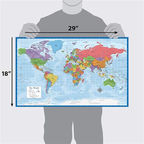 Buy Laminated World Map 18 X 29 Wall Chart Map Of The World Made