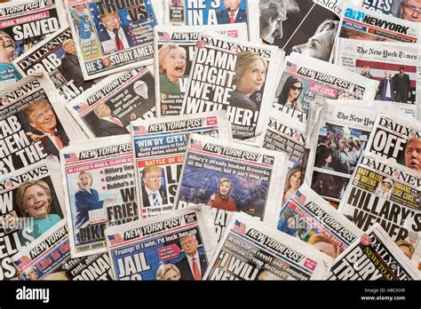 Headlines Of New York Newspapers Over Several Weeks Report On The Hillary Clinton And Donald