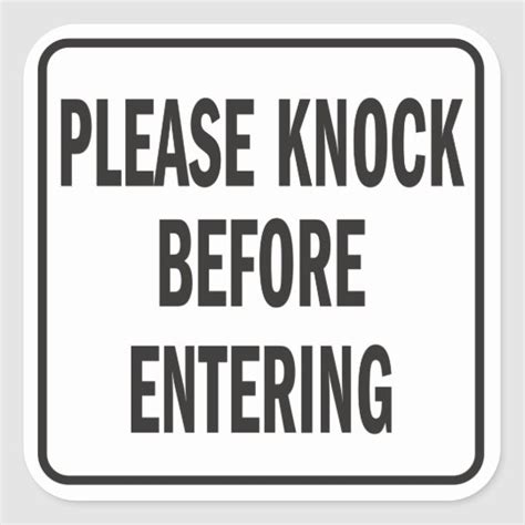 Please Knock Before Entering Sign Square Sticker
