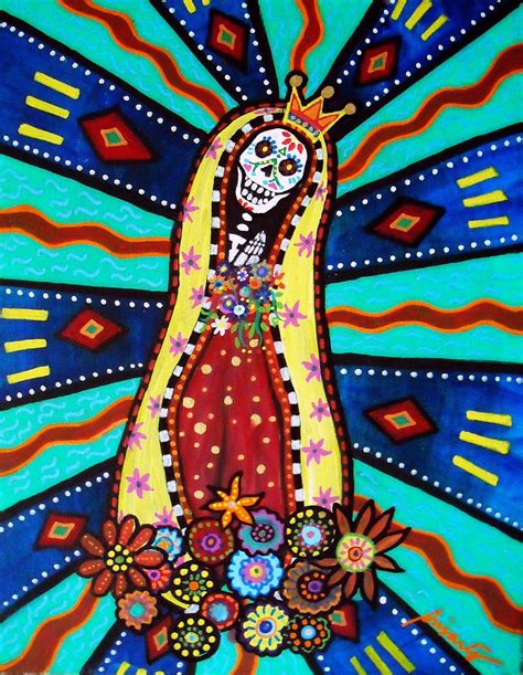 Mexican Day Of The Dead Folk Art Our Lady Of Virgin By Prisarts