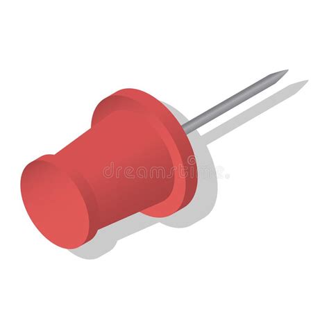 Red Push Pin Icon Set Isometric Style Stock Vector Illustration Of