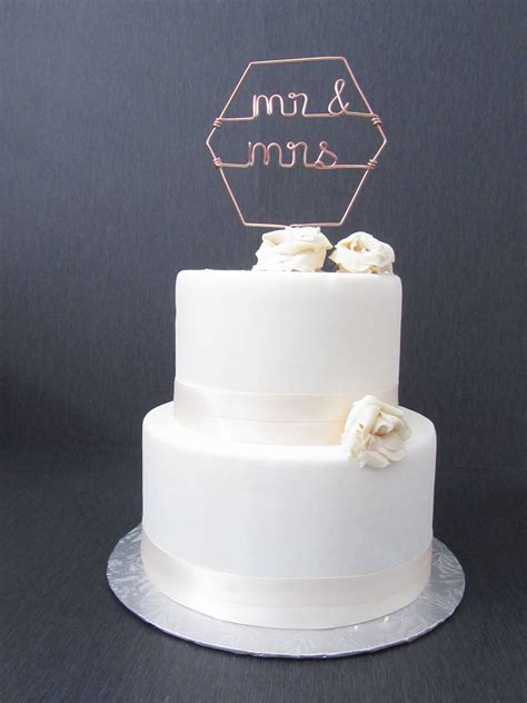 Geometric Cake Topper Wedding Cake Topper Rose Gold Cake Topper