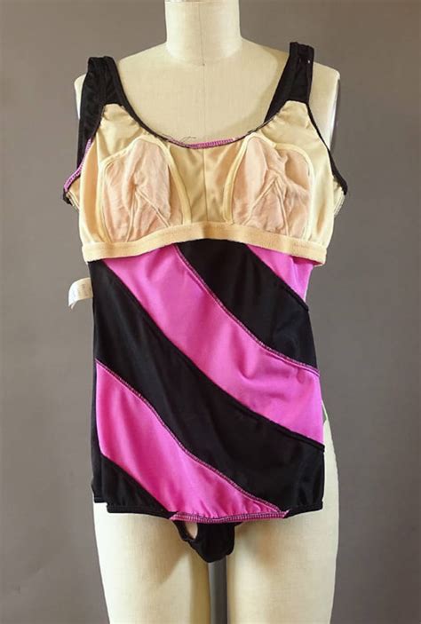 80s Neon Diagonal Bathing Suit 1980s Vintage Swimsuit Black Etsy