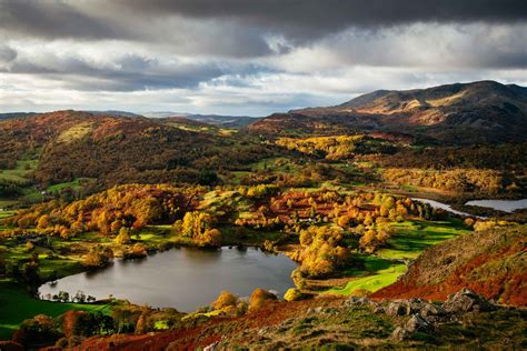 View Loughrigg Fell Autumn Landscape Lake District Cumbria England