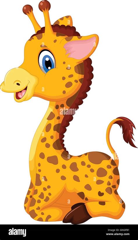 Cute Baby Giraffe Cartoon Sitting For You Design Stock Vector Image