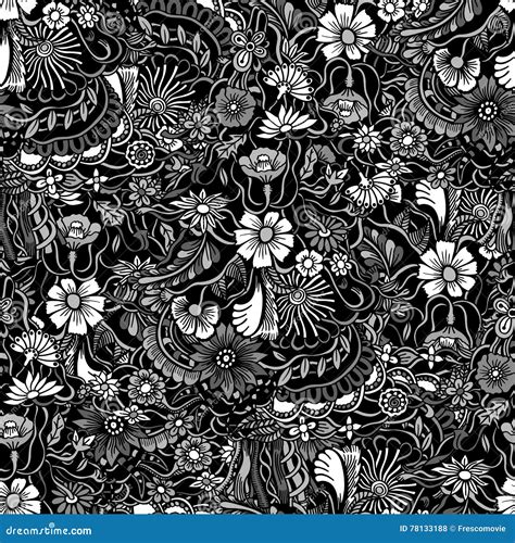 Monochrome Floral Pattern Stock Vector Illustration Of Deco 78133188