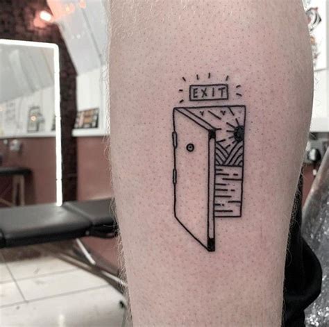Exit Life And Travel To Nature Simple Minimalistic Line Tattoo
