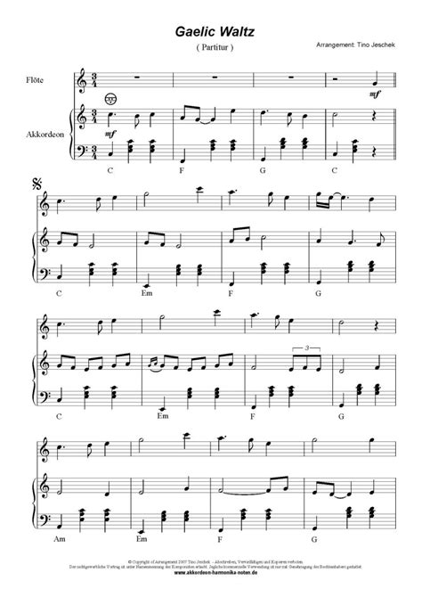 Auf vollbildschirm wechseln und an beliebiger stelle pause drücken. "Gaelic Waltz" Akkordeon Noten sheet music partition ...