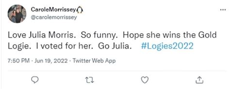 Logies 2022 Julia Morris Savaged On Social Media For Cringeworthy
