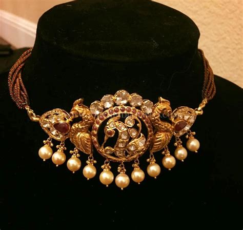 Short Antique Choker Necklace Design South India Jewels Choker