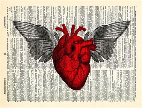 Heart Anatomy Wings Love Art Print Art Print Anniversary Etsy