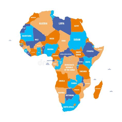 Multicolored Politieke Kaart Van Het Continent Van Afrika Met Nationale