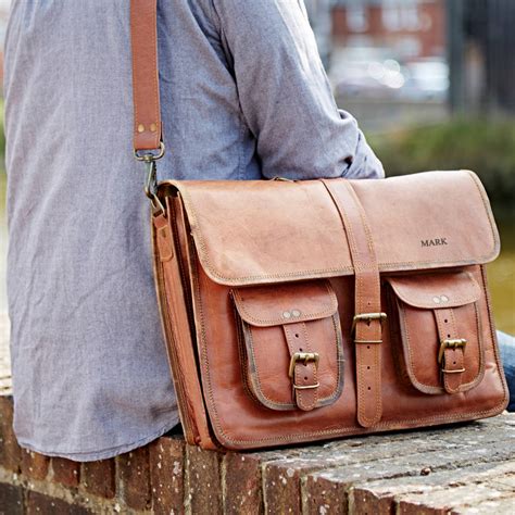 Personalised Large Vintage Style Leather Satchel Bag By Paper High