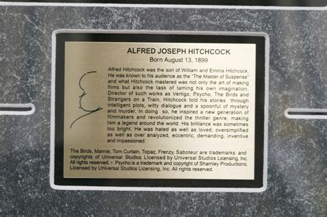 Alfred Hitchcock Pin Set Framed Movie Title Collector Pins