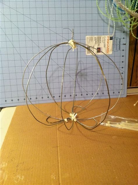 Made Work Ball For Deco Mesh Pumpkin Using Wire Hangers Zip Ties And
