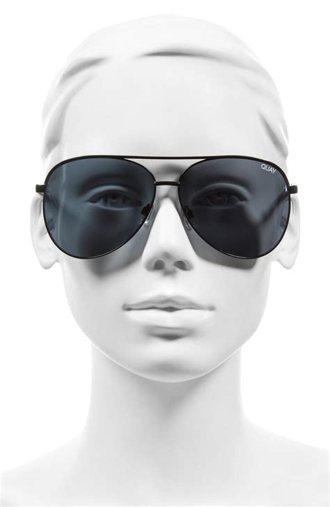 Quay Womens Vivienne Brow Bar Aviator Sunglasses 65mm In Black Smoke Modesens