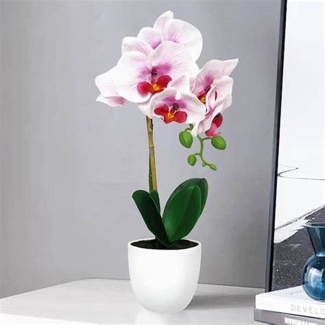 17 in lavender white artificial phalaenopsis orchid flower arrangement in white pot 5031 lav wh