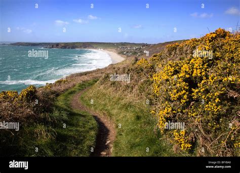 Praa Sands Beach From Rinsey Head Cornwall Stock Photo Alamy