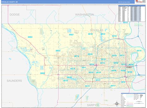 Douglas County Ne Wall Map Color Cast Style By Marketmaps Images And